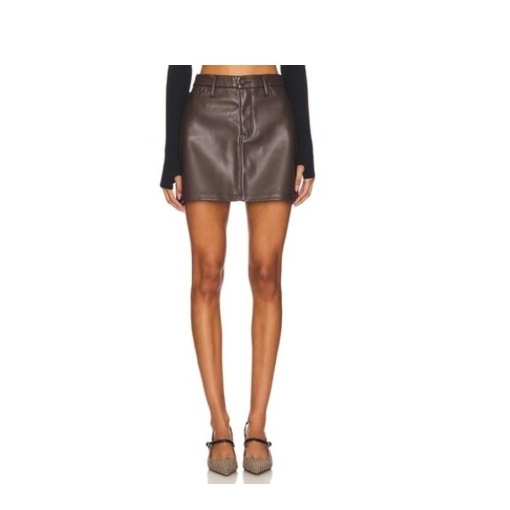 Good American NWT Better Than Leather Mini Skirt Size‎ 6 / 28 Brown Bark